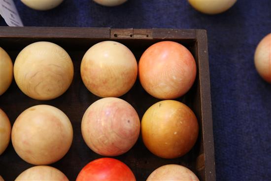 A collection of thirty seven ivory snooker balls, each ball approx 5cm diameter